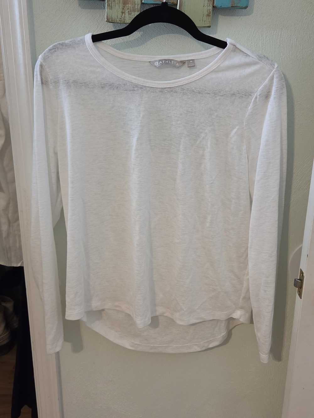 Athleta White Long-Sleeve Relaxed Tee